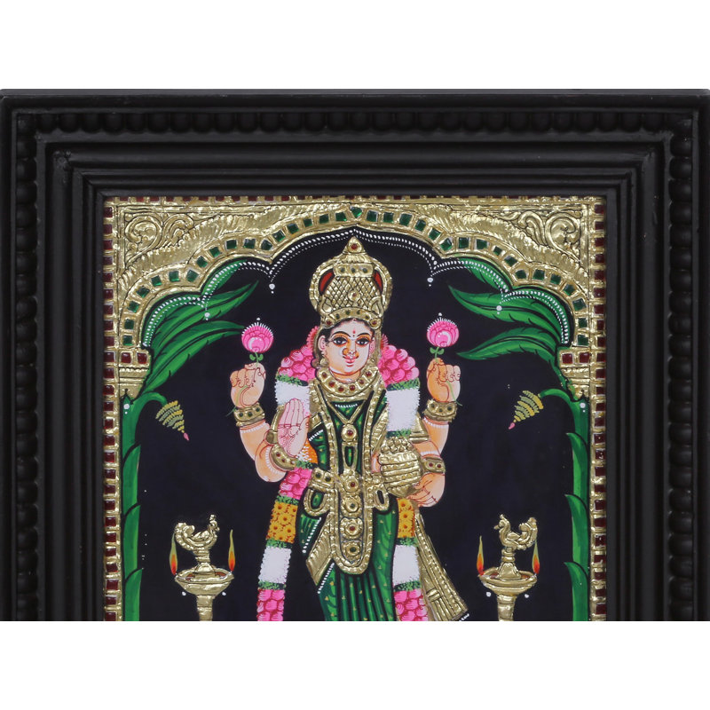 Déesse Vastu Lakshmi Tanjore, peinture | Couleurs traditionnelles avec or 24 carats | Avec cadre