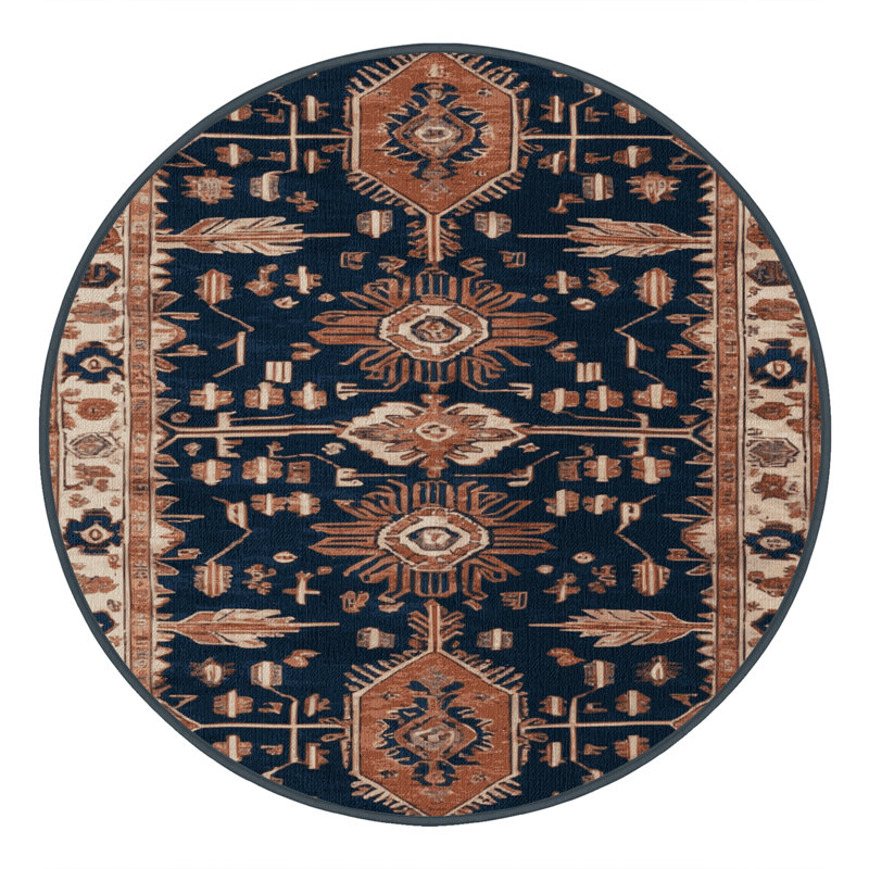 Tapis brun lavable à la machine, Rond 3 pi