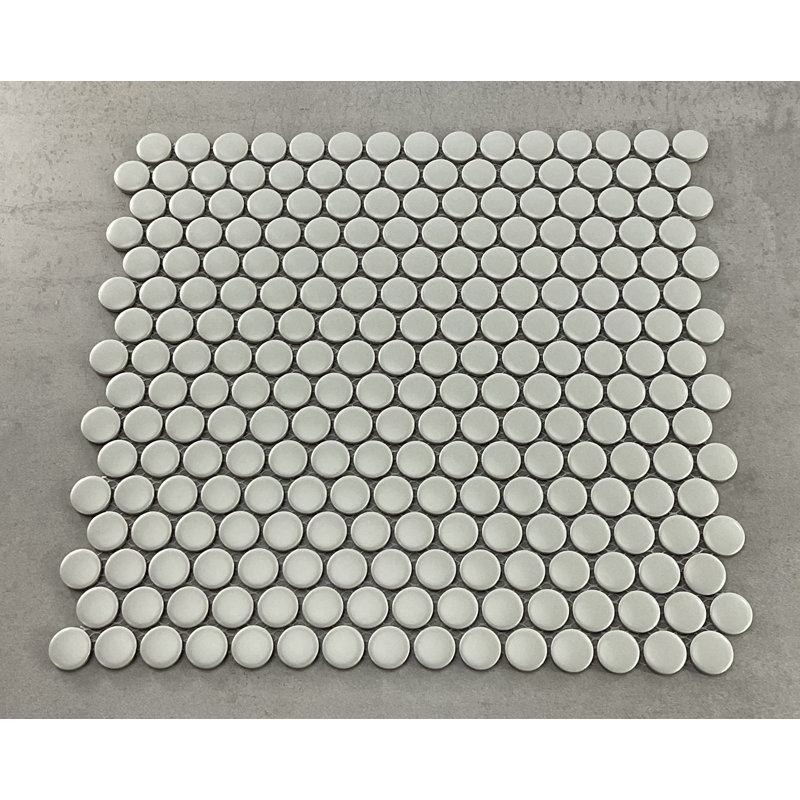 0.75" x 0.75" Porcelain Penny Round Mosaic Wall & Floor Tile, Light Gray