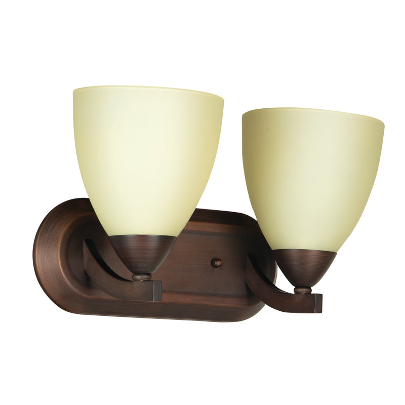Éclairage pour meuble-lavabo 2 lumières Alvah, Bronze huilé, Givre crémeux