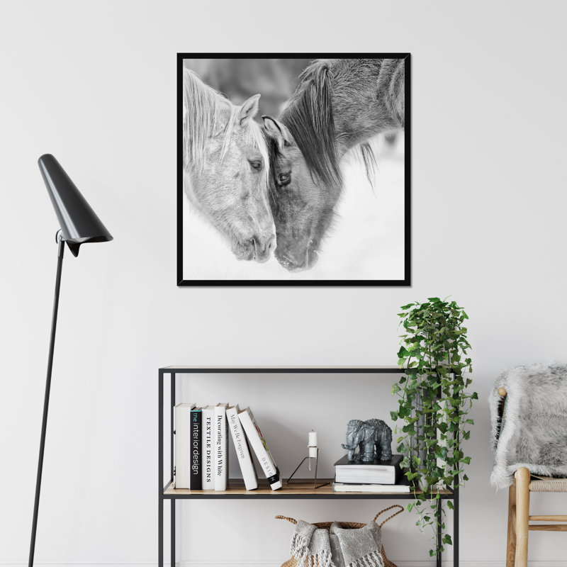 B&W Horses VII by PHBurchett - Print, 80cm H x 80cm W, Black Framed Paper Print