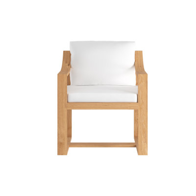 Trevhon Teak Wood Premium All-Weather Wicker Outdoor Dining Armchair with Cushion