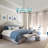 8-Light Modern Blue Glass Bubble Statement Chandelier 