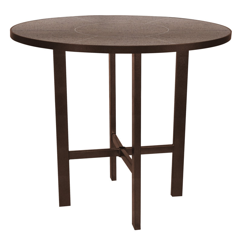 Tables Outdoor Round Bar Table, Copper Creek, Canyon Taupe, 29.5" H x 42" W x 42" D