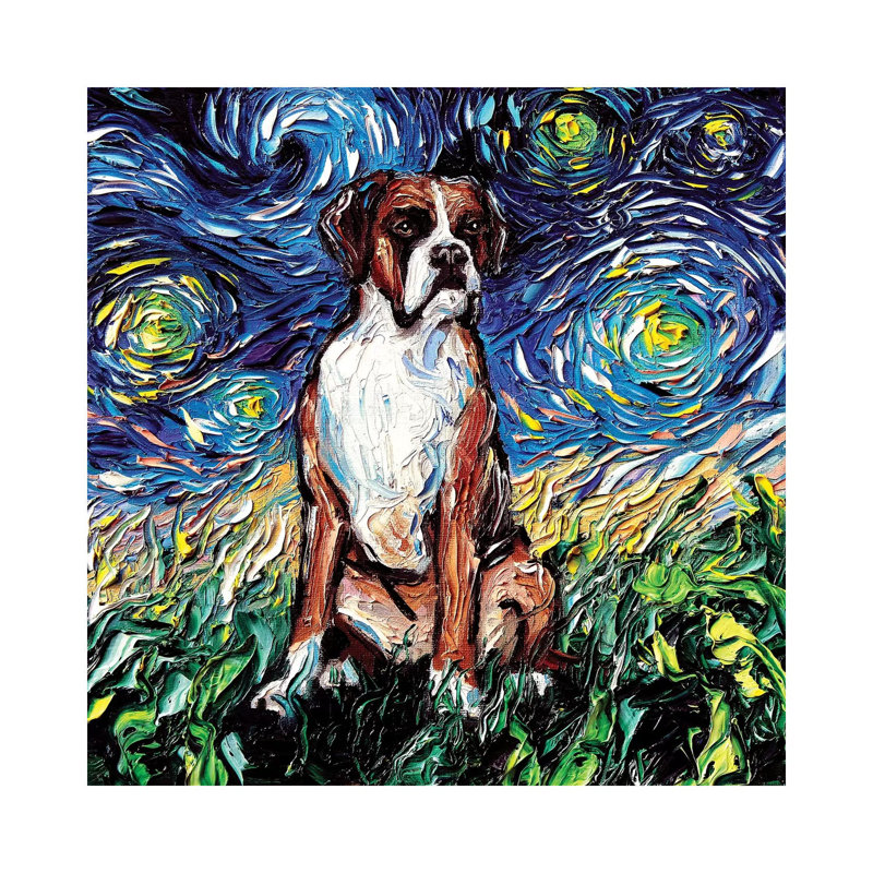 Reproduction d’art, "boxer Night" par aja Trèves, H 12 po x l 12 po x P 1,5 po, Toile tendue, Pas de tapis