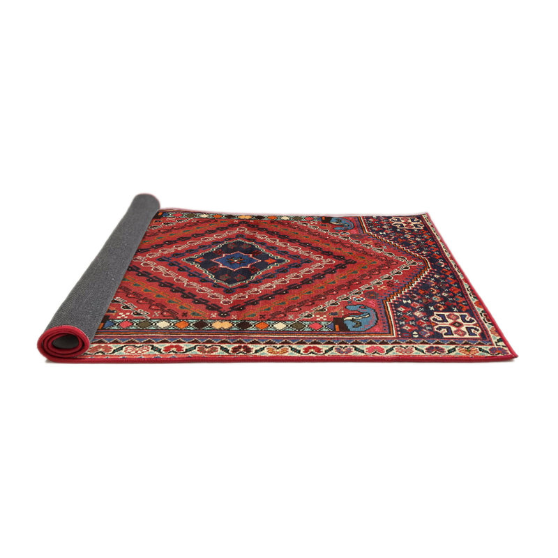 Oriental Mehroon/Black/Cream Area Rug, Round 3'