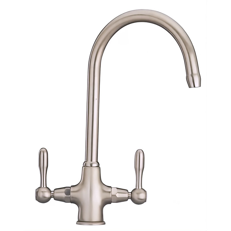 Swan Solid Twin Lever Monobloc Tap, Brushed Nickel