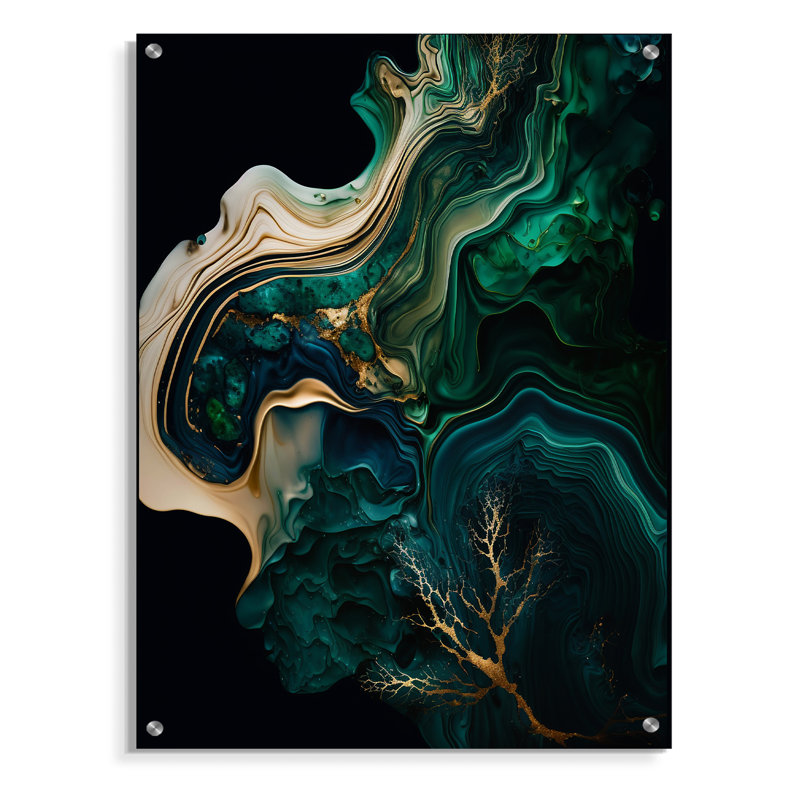 «Abstract Geode Marble I», art mural abstrait en marbre, H 20 po x l 12 po