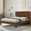 Lit plateforme en bois massif de style Mid-Century avec tête de lit six pièces-883144616