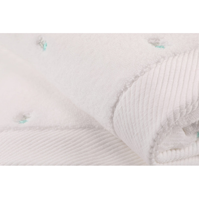 Ensemble de 2 serviettes de bain 100% coton, White/Mint, Hand Towels - 2 pack
