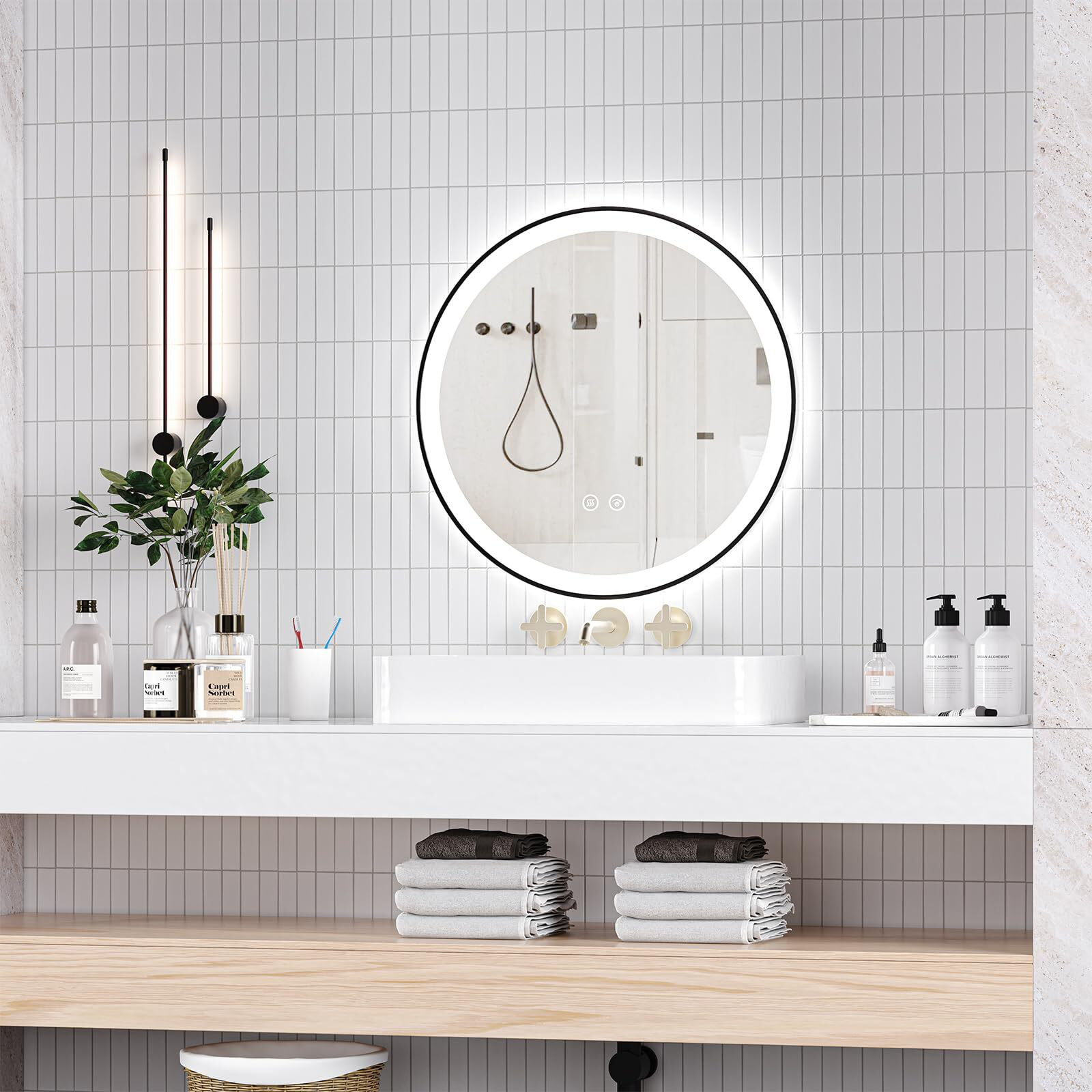 Wrought Studio 24 Inch Round LED Bathroom Mirror Wayfair Canada