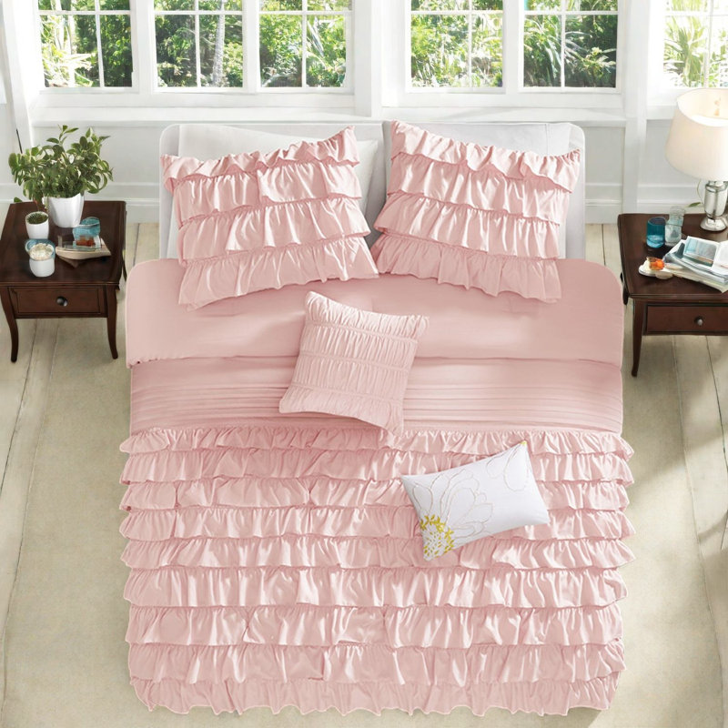 Ensembles de literie en microfibre douce, style grand lit à volants pour maison moderne