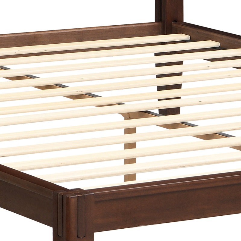 Lit plateforme en bois de bambou de style moderne Mid-Century de 12 pouces avec support en lattes de bois, aucun sommier requis, assemblage facile