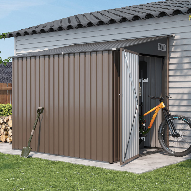 5.5 ft. W x 7.5 ft. D Metal Lean To Storage Shed with Lockable Door & Ventilation