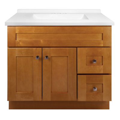 Brookings 37 Inch Solid Wood Bathroom Vanity with Modern Sink Top, Assembled, Sherwin Williams – Design House, 216218