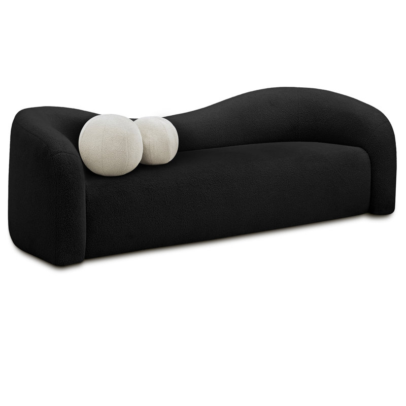 Canapé rembourré 86 po Kali, Tissu noir en fausse peau de mouton