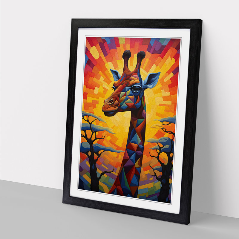 Giraffe Art Deco No.2 - Framed Print, Black, 34cm H x 25cm W x 2cm D
