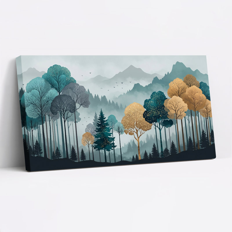 Paysage de forêt, art mural sur toile, ensemble de 1, Wrapped Canvas, L 58 po x H 28 po