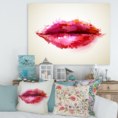 " Red Woman Lips Formed By Abstract Blots " Painting Print