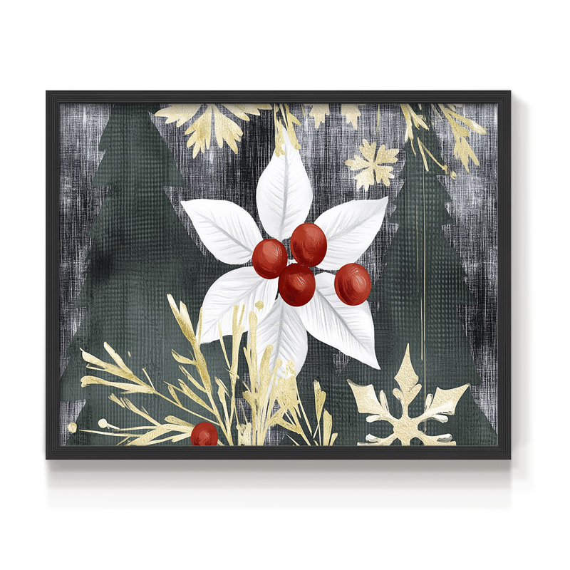 Art de Noël - DCXCV - Reproduction encadrée - Restickable, H 16 po x l 20 po, Noir, noir, noir, noir