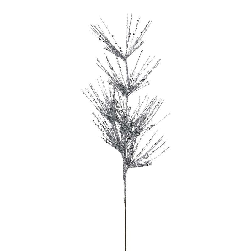  Glitter Firework Christmas Spray – 74 cm Decorative Stem for Wreaths & Garlands, Silver