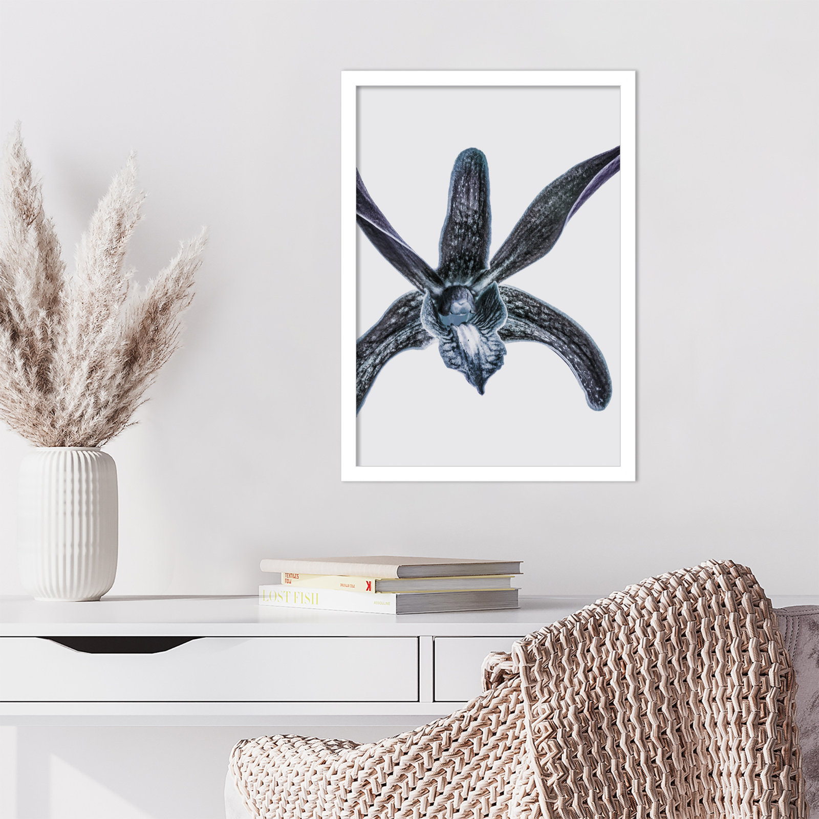 Orchid by Shot by Clint Wood Framed Wall Art Print, White, 21" H x 15" W