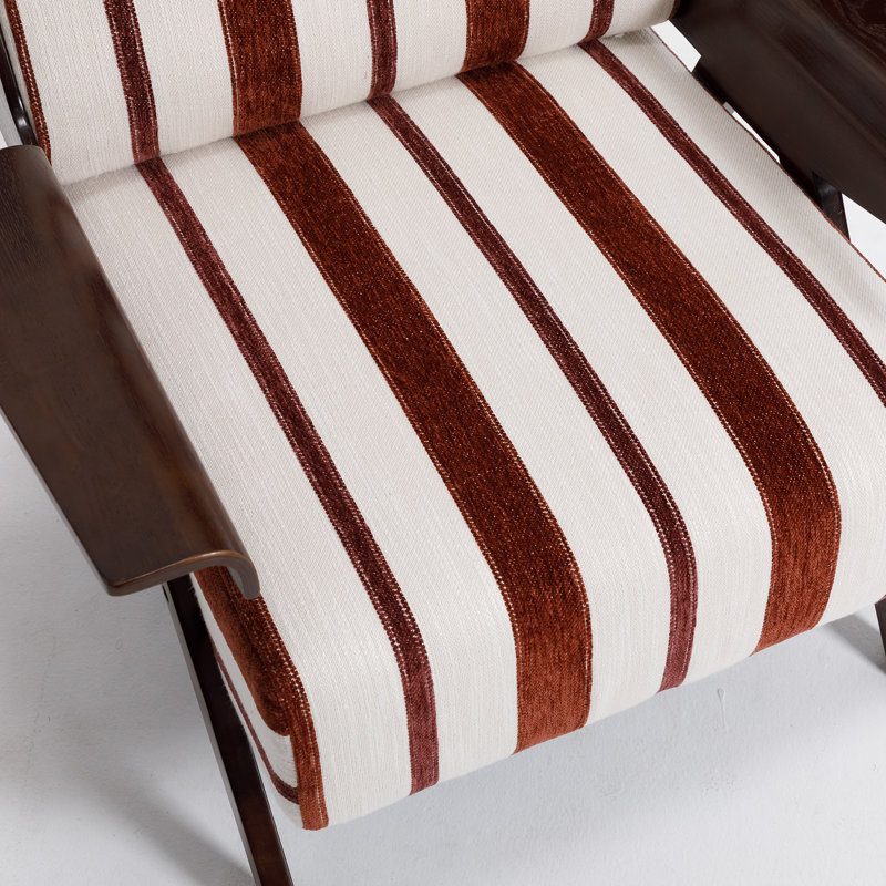 Chaises d'appoint confortables, sièges de maison en tissu et bois à rayures modernes
