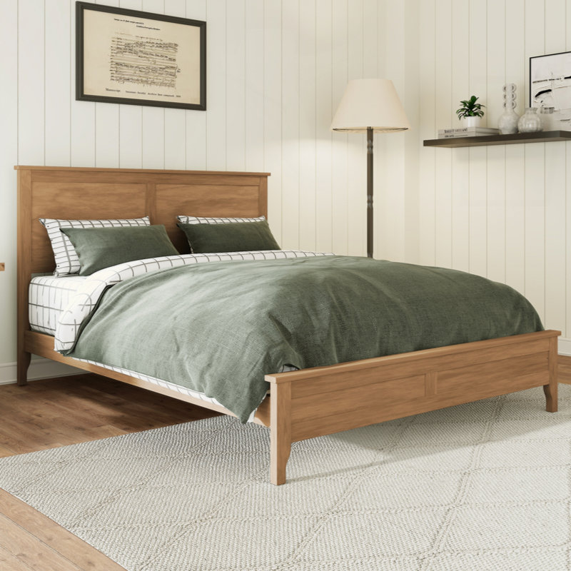 Modern Solid Wood Platform Bed With Sturdy Wooden Slats Support,No Box Spring Needed, King, Seadrift