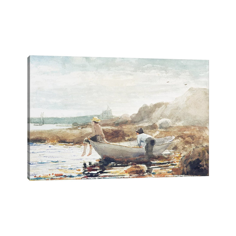 Boys On The Beach by Winslow Homer - Painting on Canvas, Wrapped Canvas, 20.32cm H x 30.48cm W x 1.91cm D