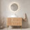Meuble-lavabo de 36 po avec lavabo, armoire de rangement autoportante en contreplaqué avec 4 pieds en métal, porte et 2 tiroirs, lavabo en céramique blanc sans robinet, pré-assemblé, couleur grain de bois de chêne