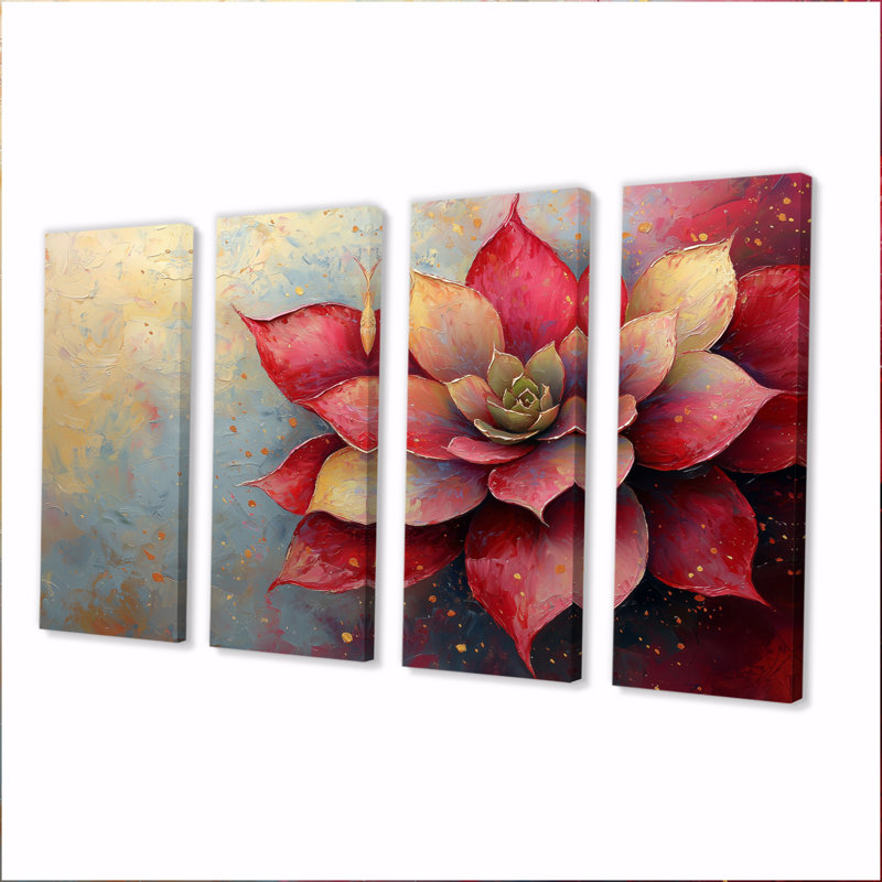 Abstrait éclatant succulent Echeveria - Art mural succulent - Tradition, décoration murale, H 28 po x l 48 po, 4