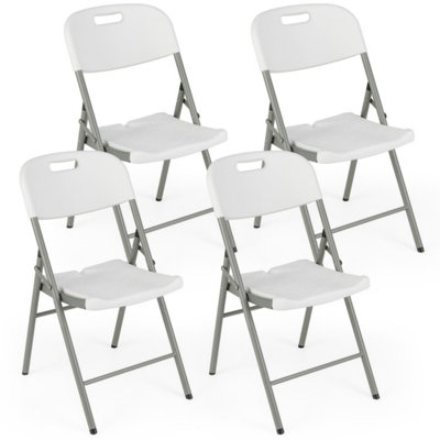 Ensemble de 4 chaises pliantes empilables avec structure en métal et poignée de transport