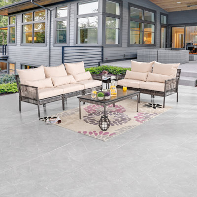 Aalaysia 7-Piece Outdoor Wicker Conversation Set