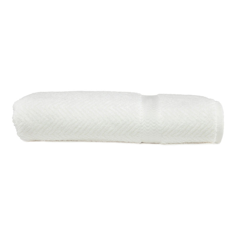 Herringbone Turkish Cotton Plush Bath Sheet, White, Bath Sheet - 1 Pack