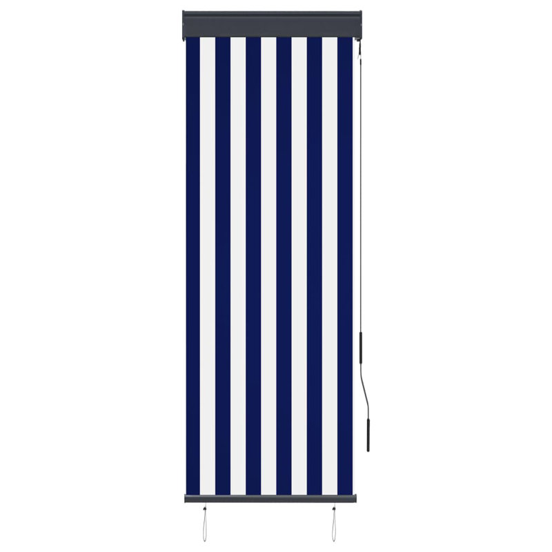 Outdoor Room Darkening Roll-Up Blind, Blue/White, 250 cm L x 60 cm W