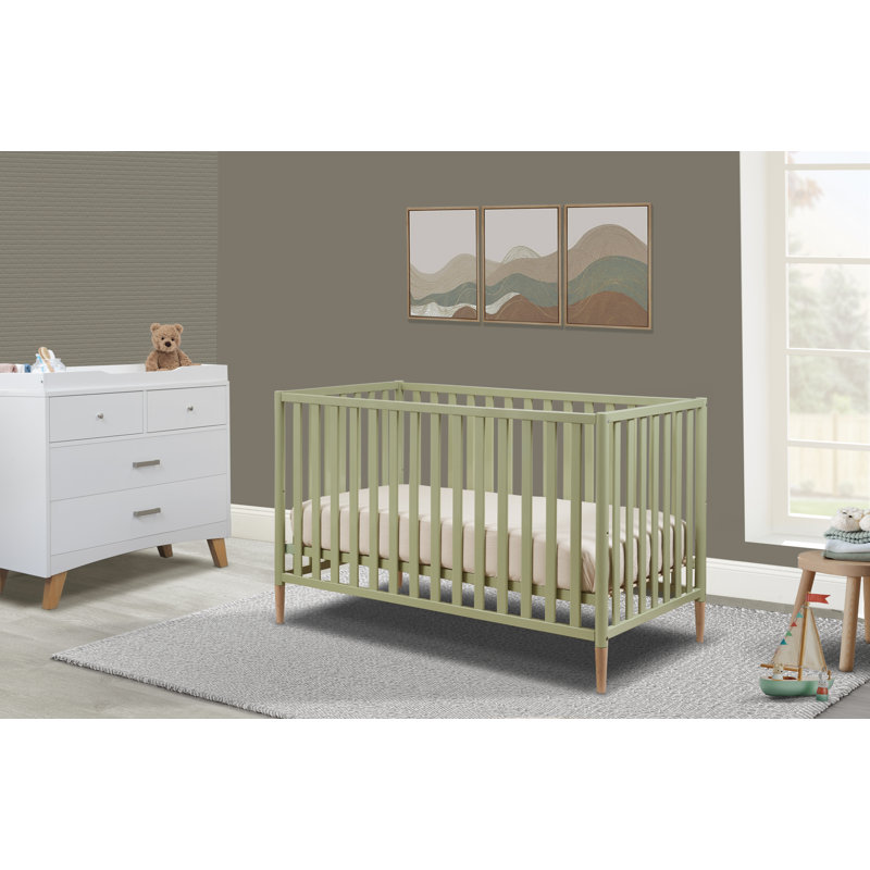 Lit de bébé à hauteur ajustable Mia, Sage / Naturel