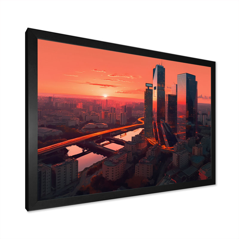 «Orange and Pink Captivating City Architecture», reproduction sur toile encadrée, H 12 po x l 20 po x P 1 po