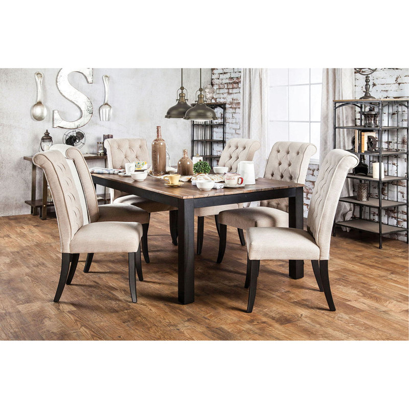 Fabrication de chaises de style contemporain et rustique avec 2 sièges en tissu beige et structure en bois massif de style moderne