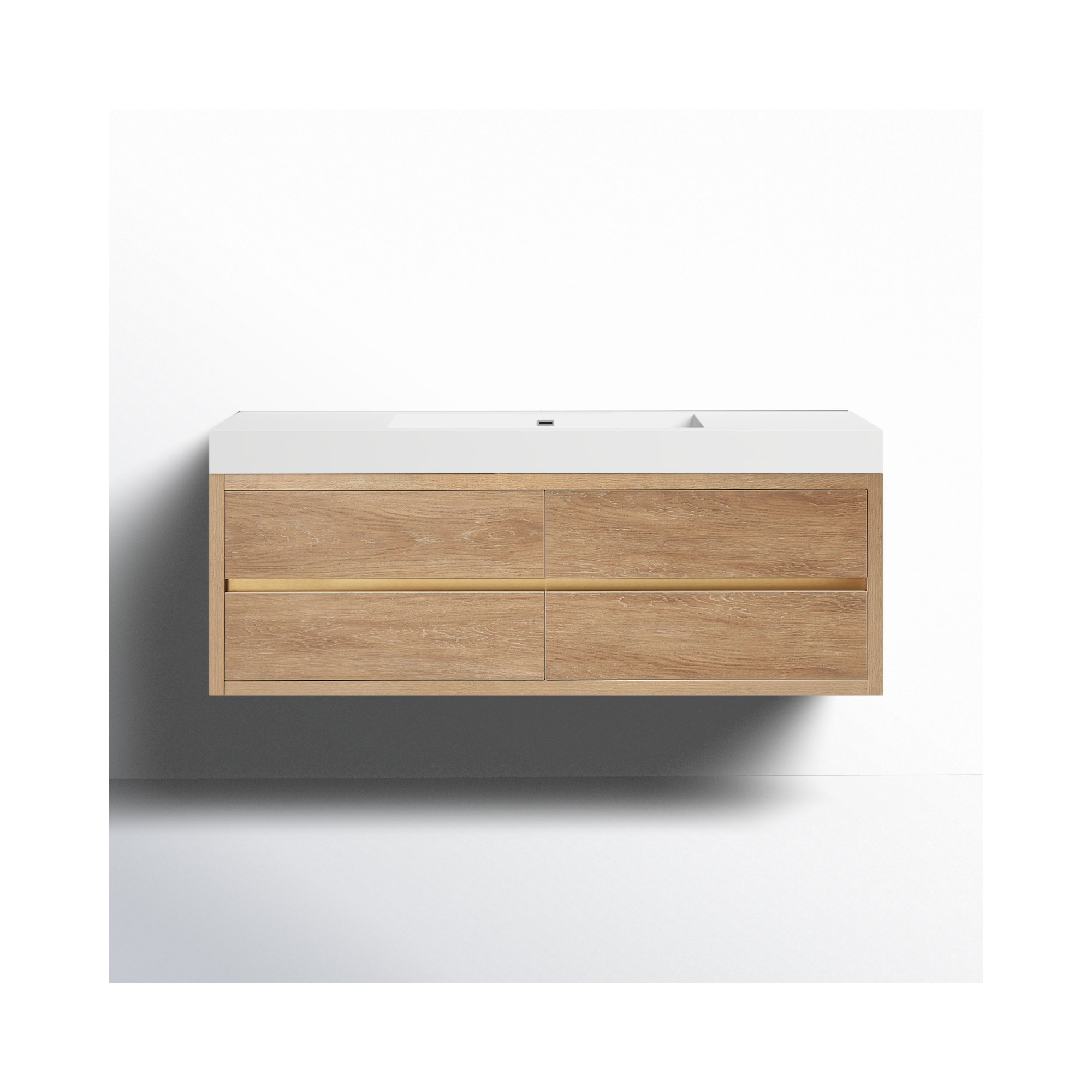 Vali 59.8'' Single Bathroom Vanity, White, North American Oak Finish