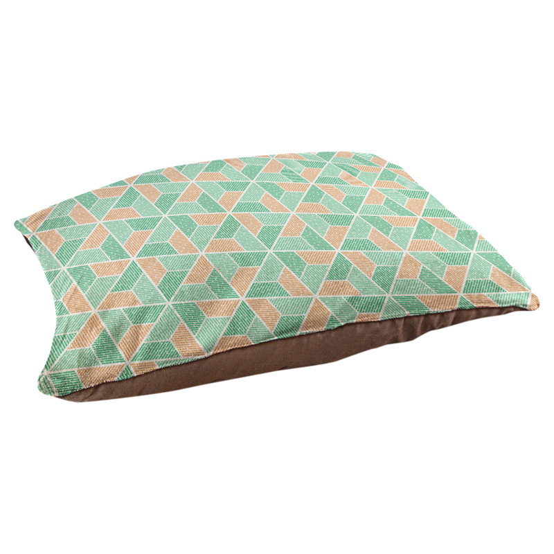 Coussin pour chien Byrge Trapezoids, Très grand (l 50 po x P 40 po x H 42 po), Orange / vert foncé / vert clair