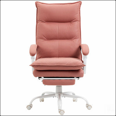 Executive Massage Office Chair with 6 Vibration Points, Microfiber Computer Desk Chair, Heated Reclining Chair with Footrest, Armrest, Double Padding