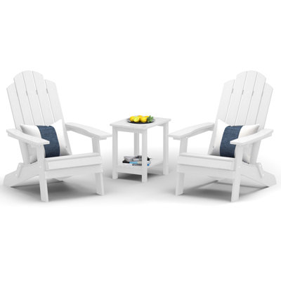 Chaise Adirondack pliante en plastique pour l'extérieur avec table de patio carrée