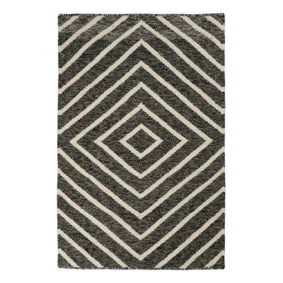 Hand Knotted Wool Area Rug in Gray