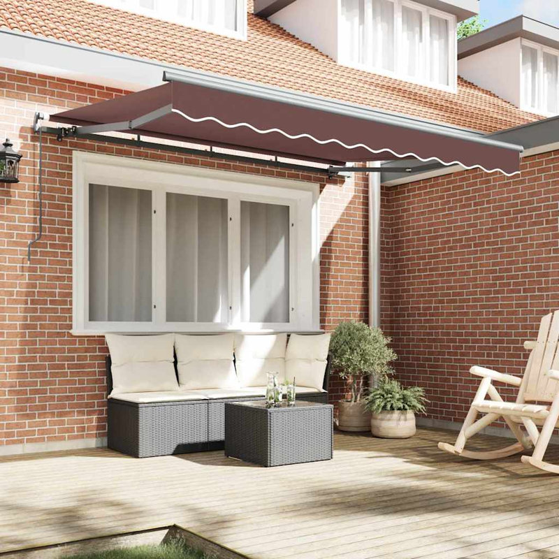 Brayden Studio 200cm D Retractable Door / Window Awning, Brown/Anthracite, 350 cm W x 200 cm D