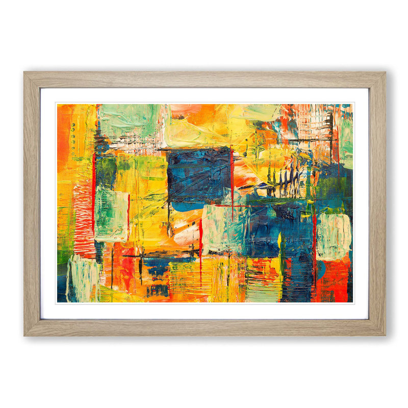 Abstract Art Painting Vol.302 by S.Johnson - Picture Frame Painting Print, 48cm H x 65cm W x 2cm D, Oak Framed