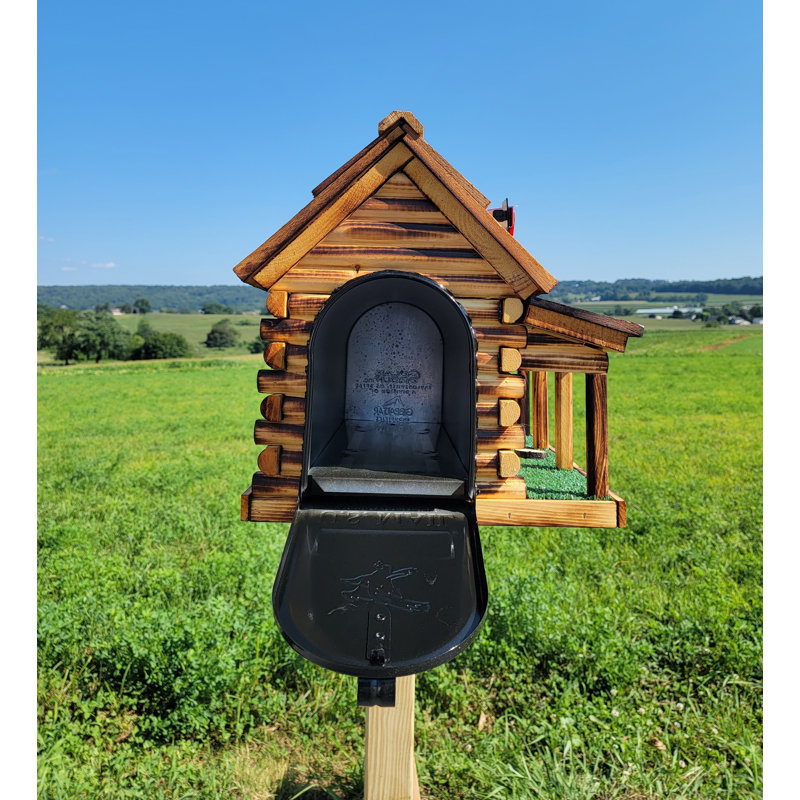 Amish Log Cabin Mailbox, Handmade, Natural