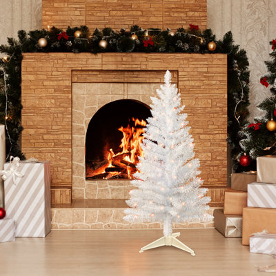 Pre-Lit White Slim Artificial Christmas Tree