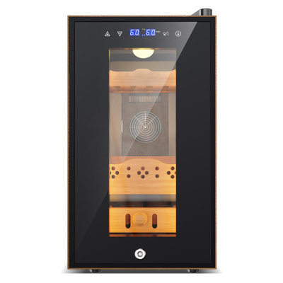 25l Upgraded Electric Humidor With Leather, 200 Counts Large Capacity,thermostatic Electric Cooler Cabinet With Digital Led Screen, Safety Lock,smart Humidity & Temp Control, Gifts For Men