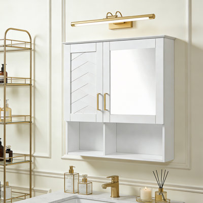 2-In-1 Wall Mounted Bathroom Mirror Cabinet With Adjustable Shelves & Soft Close Doors