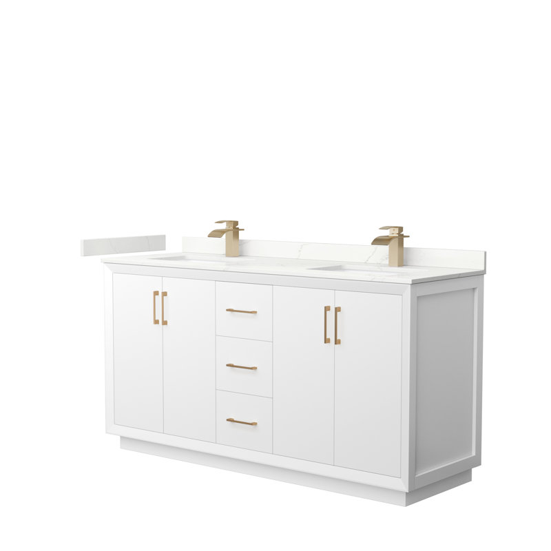 Strada 66'' W Double Vanity, Matte Black, White, Giotto Quartz